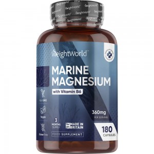 Bottle of WeightWorld Marine Magnesium and Vitamin B6 Capsules