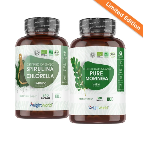 Super Greens Combo  Moringa & Spirulina Capsules Combo  WeightWorld