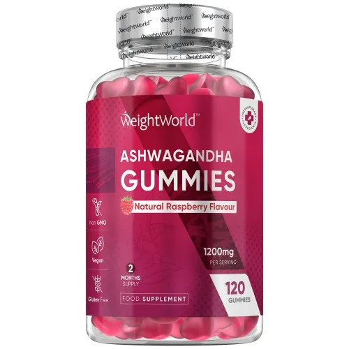 Weightworld Ashwagandha Gummies - 1200Mg 120 High Strength Gummies - Vegan Ashwagandha Supplement With Raspberry Flavour - 2 Months Supply - By