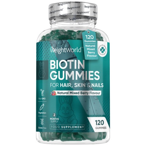 Biotin Gummies 5,000µg (60-Day Supply)  Mix Berry Flavour  WeightWorld