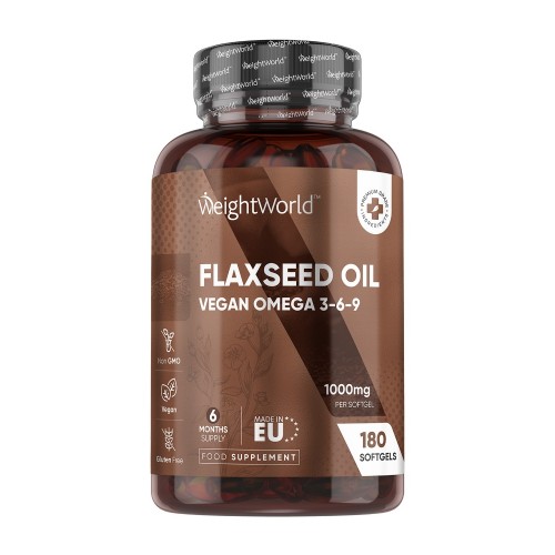 Flaxseed Oil Capsules  1000mg 180 Vegan Omega 3 Softgels