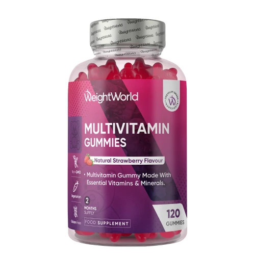 Multivitamins Gummies - 120 Strawberry Flavour Gummies - Punch of 14 Vitamins & Minerals