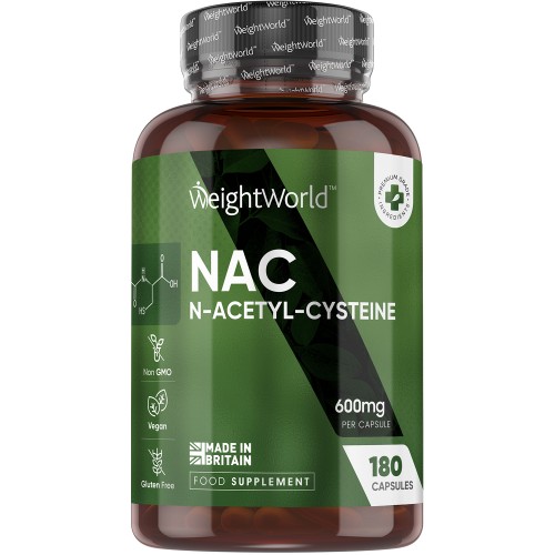 Weightworld Nac, N-Acetyl Cysteine - 600Mg 180 Capsules - Amino Acid Supplement For Fatigue & Energy