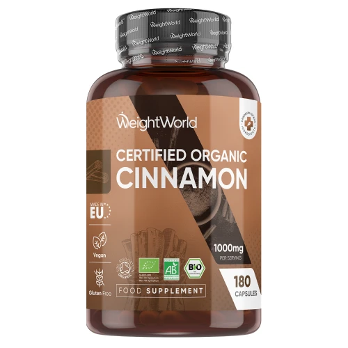 Certified Organic Cinnamon  1000mg 180 Capsules  WeightWorld UK