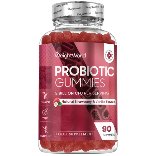 Probiotic Gummies - 2 Billion CFU 90 Gummies with 100ug Inulin - Prebiotics Gut Health Supplement- Strawberry Vanilla Flavor