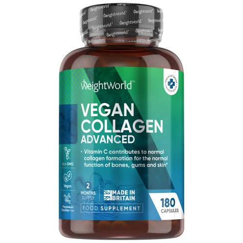 Vegan Collagen - 500mg 180 Capsules - 100% Plant Based Collagen Supplement by WeightWorld