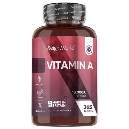 Weightworld Vitamin A - 10,000Iu 365 Tablets - 1 Year Supply - Vegan Friendly