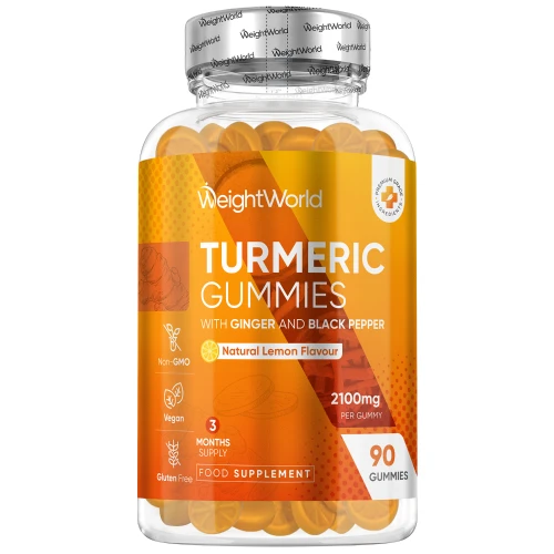 Turmeric Gummies 2100mg  90 Lemon Flavoured Gummies  WeightWorld UK