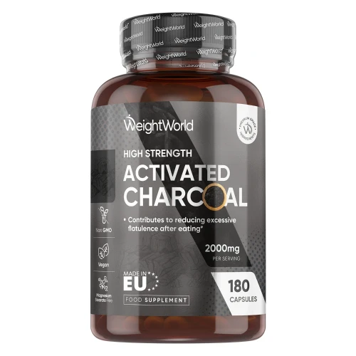 Activated Charcoal Capsules  2000mg 180 Capsules  WeightWorld