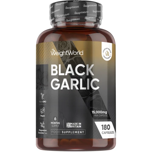 Black Garlic Capsules  15000mg 180 Capsules  WeightWorld