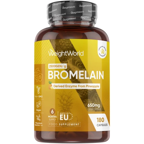 Bromelain Capsules  650mg 180 Capsules (6-Month Supply)  WeightWorld