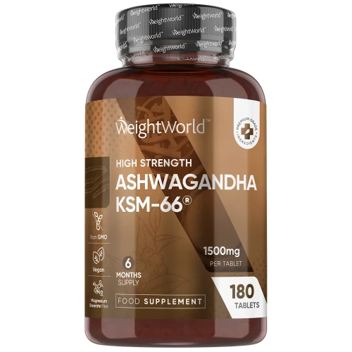 Buy Ashwagandha KSM-66 Tablets  1500 mg 180 Tablets  WeightWorld.UK
