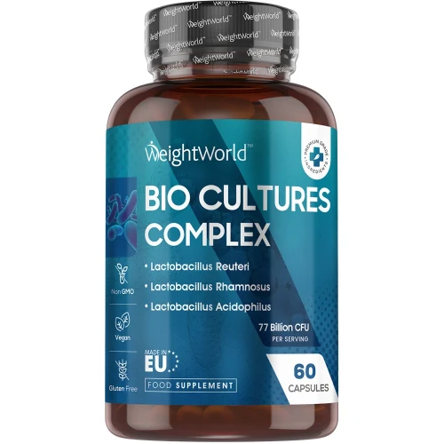 Bio Culture Complex - 77 Billion CFU - 20 Strain Probiotic Complex - 60 Capsules - Natural Prebiotic Supplement