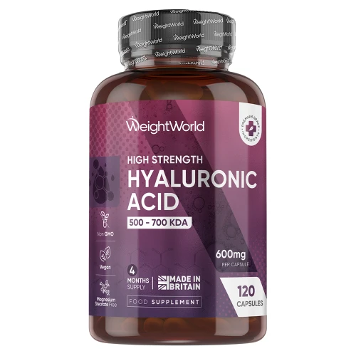 Hyaluronic Acid 600mg 120 Capsules - High-Strength Vegan Supplement For Skin, Bones & Joints (4-Month Supply)