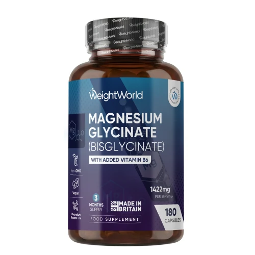 Magnesium Glycinate  180 Capsules  For Energy & Muscles  WeightWorld UK