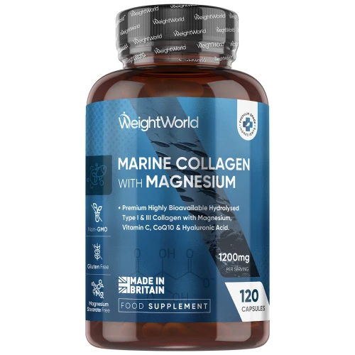 Marine Collagen With Magnesium  1200mg 120 Capsules  WeightWorld