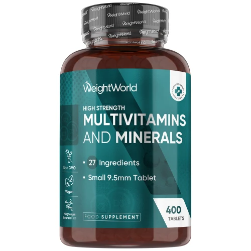 Multivitamins - 400 Vegan Tablets - 27 Vitamins and Minerals in One Tablet - 100% Natural Supplement