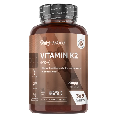 Vitamin K2 (MK-7) - 200 mcg 365 Tablets - Helps Maintain Normal Bones - 1 Year supply