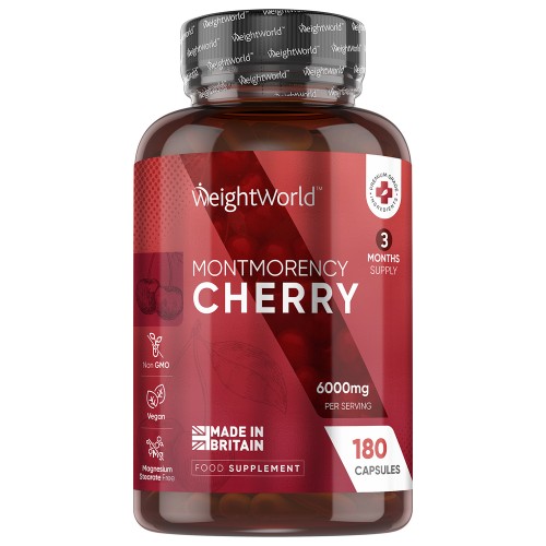 Montmorency Cherry 180 Capsules, 6000mg Per Serving - Vegan & Natural Tart Cherry Extract Supplement