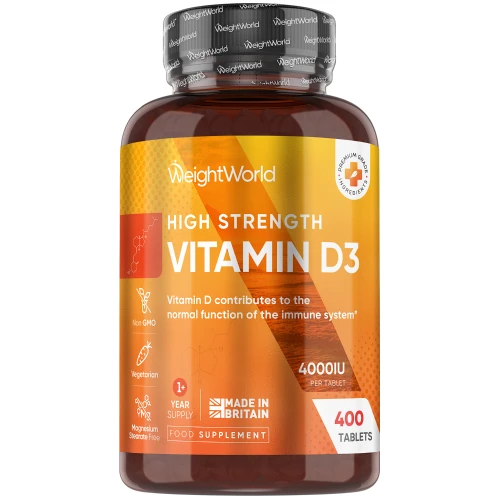 Vitamin D3 Tablets  4000IU 400 Tablets (1+ Year Supply) I WeightWorld