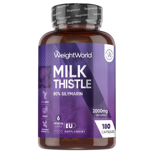 Milk Thistle Capsules - 2000mg 180 Capsules - Natural Supplement For Liver & Gut