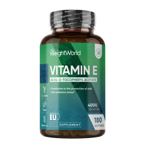 Vitamin E - 400iu 180 Capsules - Skin, Hair & Eye care supplement - Natural Alpha tocopheryl - High Strength Vitamin E Oil Capsule (Not vit e tablets)